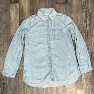 Justice Light Blue Button-Up Shirt with western design on back